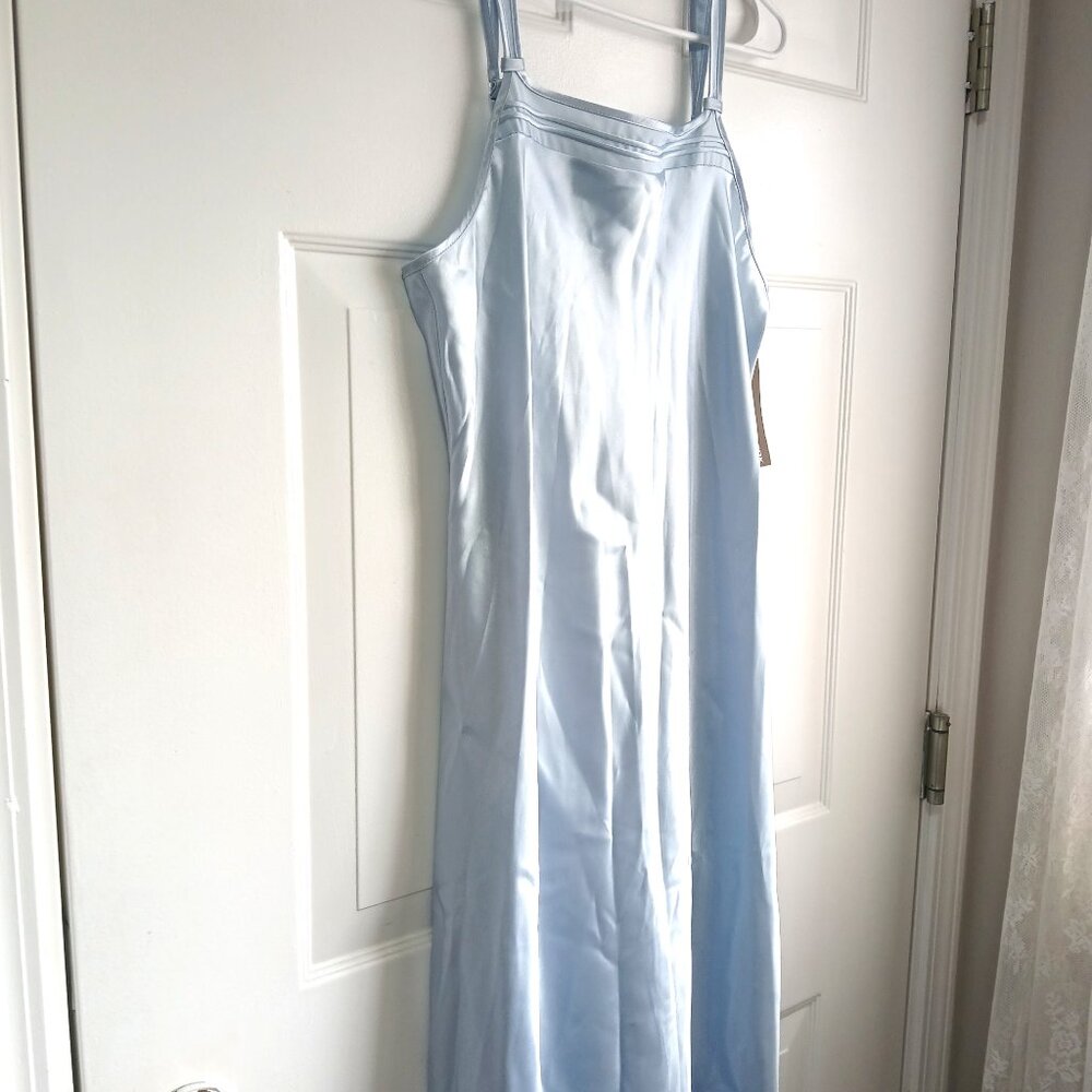 NWT Powder Blue Jones New York Satin Slip Dress Nightgown in Size Large